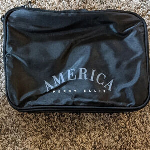 Perry Ellis America Nylon Zip Bag Case Personal Items Dopp Men New Zipper Black